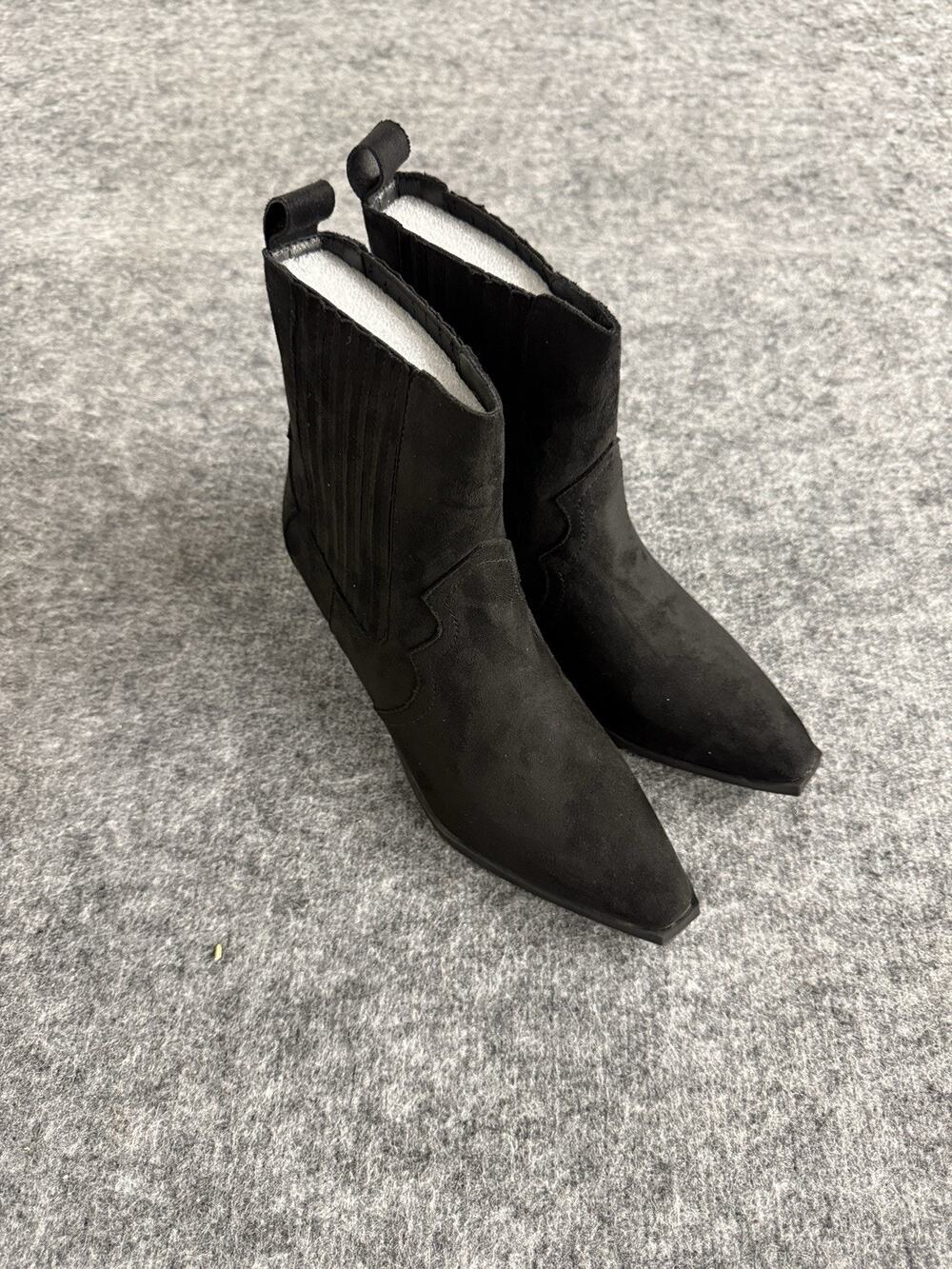 Coutgo Ankle Boots Womens 6.5 Cowboy Western Pointed Toe Black N74